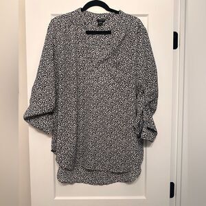 Torrid Leopard Print Tunic with Rolled Sleeves, Faux Collar Size 1X